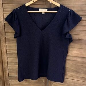 Michael‎ Kors Navy Lace Blouse